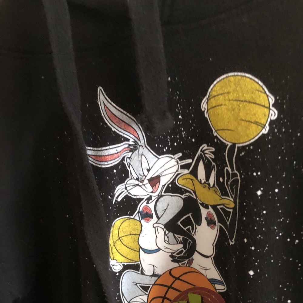Looney Tunes Bugs Bunny & Daffy Duck Basketball Graphic Hoodie - Black/Yellow